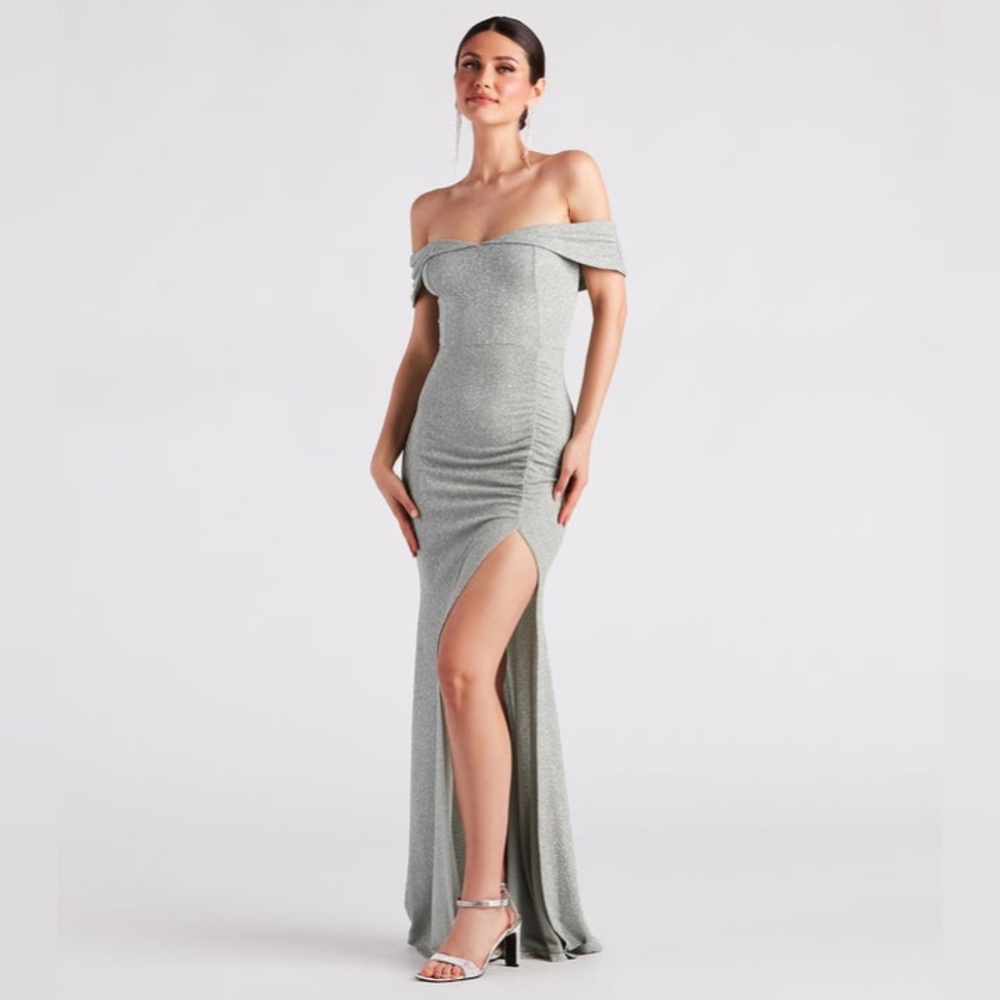 Sage glittery maxi dress
